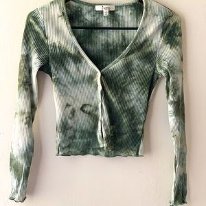 La Moda Button Front Tie Dye Top